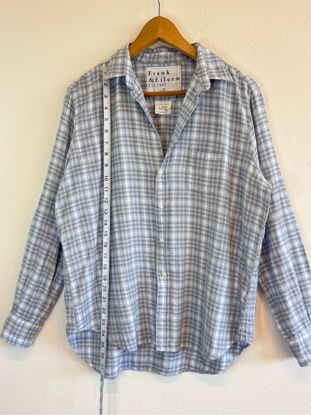 Like New! Frank & Eileen “Eileen” Button Up Shirt Flannel Grey Blue Plaid Medium - Picture 7 of 10
